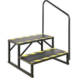 TOCRETOARE RV Steps with Handrail, Hot Tub 2 Steps with Handrail, Portable Stairs Steps for 5th Wheel RV, Mobile Home Stairs Outdoor RV Step Ladder for Camper and Porch with Non Slip Assist Handrail