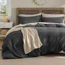 Bedsure Waffle Weave Duvet Cover Queen Size, Luxury, Soft & Breathable Comforter Cover for All Season, 3 Pieces Wrinkle-Resistant Zipper Bedding with 8 Corner Ties, Charcoal Grey