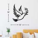 Vivegate Dove of Peace Olive Branch Metal Wall Art Olive Branches Peace Black Outline White Dove Metal Wall Decor (Large - 15"X13", Dove)