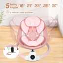 Uuoeebb Baby Swing for Infants, Portable Electric Baby Swings with Bluetooth, 5 Swing Speed, 10 Lullabies, 5-Point Harness, Remote Control & Touch Panel - Infant Swing for Indoor & Outdoor Use, Pink