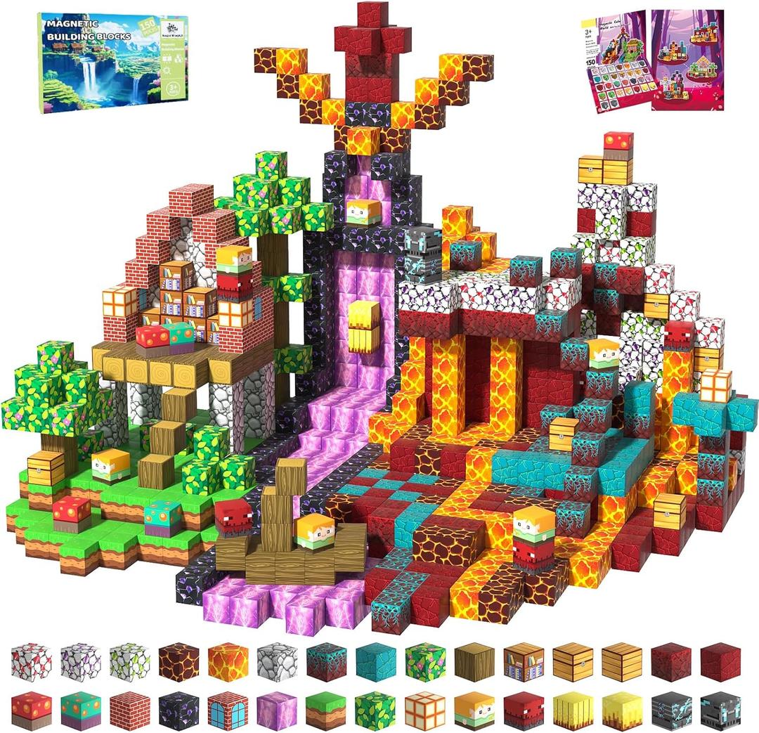 SSAWER 150 PCS Magnetic Building Blocks Toys for Kids, Stacking Magnetic Tiles Toys for Kids Toddlers Boys Girls Ages 3 4 5 6 7 8-12 Gifts