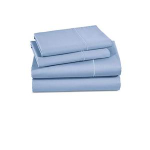 600 Thread Count 100% Cotton Sheet-Cloud Blue-Queen Sheet Set Only 2  Piece Long Staple Combed Cotton Sheet Set, Ultrasoft Feathery Touch and Silky Sateen Weave, Fits Mattress Upto 18 Inches Deep Pocket