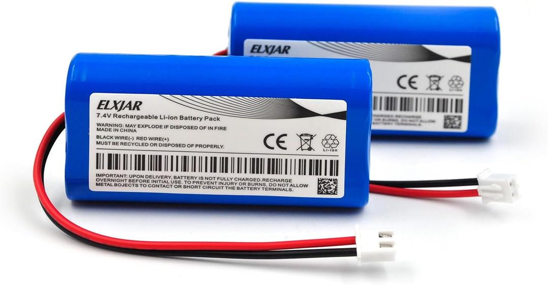 Coonyard (2-Pack) 7.4V 18650 3000mAh Li-ion Rechargeable Battery Pack with XH2.54/2P Plug Compatible with RC Cars, LED Lights, DIY Electronics, Power Banks, Portable Devices