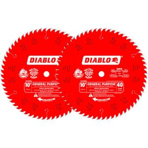 Diablo General Purpose Circular Saw Blade - 10" x 40-Tooth for Clean Cuts, TiCo Carbide & Perma-SHIELD Coating, Thin Kerf for Precision, 2 Blade Value Pack - D104040VP