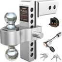 Drop Hitch for 2.5 Inch Receiver, Vullteeon 8 Inch Adjustable Trailer Hitch Ball Mount, 18,500 LBS GTW, (2" & 2-5/16") Chrome Plated Steels Balls, Aluminum Tow Hitches with Two Anti-Theft Pins Locks