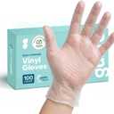GUSTO Disposable Vinyl Gloves Clear, Latex-Free, Powder-Free, BPA-Free Safe for Food Handling, Cooking & Cleaning (M)