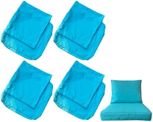 Covantexio 4 Set Patio Outdoor Chair Furniture Cushions Covers, Waterproof, Fade-Resistant Replacement Slipcovers for Outdoor Deep Seat Cushions, 24 x 20 Inch, 24 x 24 x 4 Inch(Sky Blue)