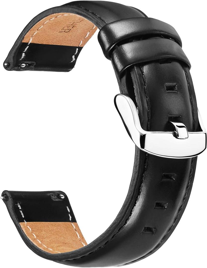 BINLUN Leather Watch Band Quick Release Replacement Leather Smart Watch Straps for Women and Men in Black Brown Red 12mm 13mm 14mm 17mm 18mm 19mm 20mm 22mm