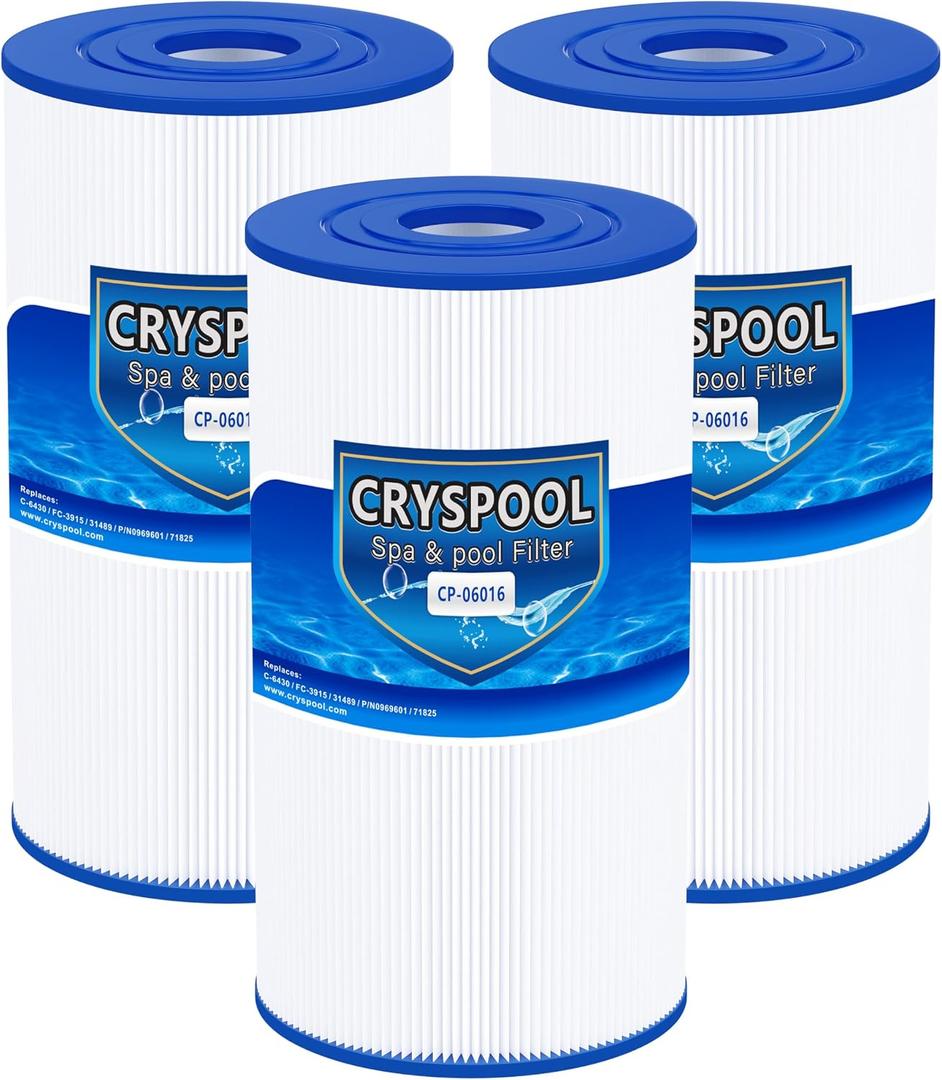 Cryspool 06016 Filter Compatible with PWK30, C-6430, Watkins 31489, FC-3915, P/N0969601, 71825, 73178, 73250, 30 Sq. Ft Spa Filter Cartridge, 3 Pack