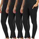 YOUNGCHARM 4 Pack Leggings with Pockets for Women,High Waist Tummy Control Workout Yoga Pants 4Black-XXL