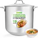 NutriChef 19-Quart Stainless Steel Stockpot 18/8 Food Grade Heavy-Duty Induction-Compatible Pot with See-Through Lid, Ideal for Stews, Broths, Simmering & Soups, Dishwasher Safe NCSP20