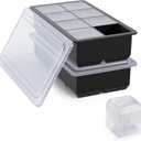 Bangp Large Ice Cube Tray for Whiskey,2 Pack Stackable Big Ice Cube Molds Make 16 Big Whiskey Ice Cubes,Easy Release Square Ice Cube Maker for Cocktails,Whiskey,Soups and Frozen Treats (Black)