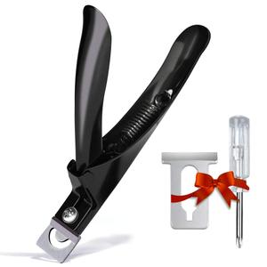 Black Premium Adjustable Stainless Steel Artificial Acrylic Fake False Nail Tip Clipper Cutter Trimmer Manicure Pedicure Sharp Blade Clip Tool For Salon Home Nail Art Beauty Design DIY