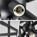 Yiisem Modern Small Black Chandelier, 8-Light Farmhouse Geometric Pendant Lighting Fixtures, Industrial Lantern Hanging Chandelier for Kitchen, Dining Room, Foyer, Entryway