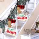 HOIJAUMAI Grandpa Christmas Stocking Gifts for Grandpa Papa New Grandpa Merry Christmas These Gifts Belong to Grandpa Xmas Stocking for Fireplace Stairs Wall Hanging Xmas Home Decor 18 x 12 Inches