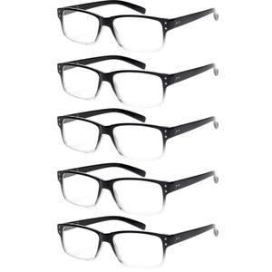 NORPERWIS Reading Glasses 5 Pairs Quality Readers Spring Hinge Glasses for Reading for Men and Women (5pcs - Black/Clear, 3.00)