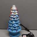 Lakumu 16.5" Table Top Christmas Tree, Hand Painted Resin Christmas Tree with Lights, Pre-lit Xmas Tree Decor Lighted Tabletop Decoration with Multicolored LED Bulbs, Ceramic-Like Finish, Blue