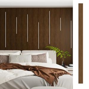 Carlo Schdoo WPC Wall Panels, 8-Pack 106 × 6 Inch 3D Wall Panels for Interior Wall Décor, Modern Accent Wall Panels for TV Background, Office Spaces, Living Room (Walnut)