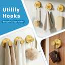 Suction Cup Hooks for Shower, Heavy Duty Towel Hooks for Walls No Damage, Suitable for Hanging Towels, Robes, Coats, Holds 15 lbs-2pack, Brushed Gold