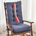 SUNROX Memory Foam Jumbo Rocking Chair Cushions, FadeShield Water Resistant Non Slip Durable Tufted Pads, Set of Seat & Back Cushion with Ties for Indoor/Outdoor Rocker, 2 Piece, Heather Indigo