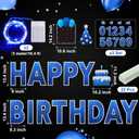 Yerliker 16 Pcs Happy Birthday Yard Signs with Stakes, 32.8 ft LED Lights, 42 Pcs Number Stickers, 13.4 Inch Letters Signs for Birthday Party Supplies Yard Lawn Outdoor Decoration(Royal Blue)