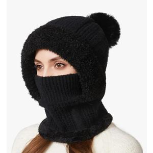 Women Winter One Piece Beanie Hat Slouchy Fleece Balaclavas Face Mask Neck Scarf Set Earmuff Ski Snow Knit Hats