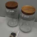 2 pack 1 Gallon Glass Jars with Airtight Lid, Wide Mouth Mason Jars with Wood Lid, 128 oz Large Glass Jars for Kitchen to Store Flour, Rice, Beans, Grains, Oats, Pasta, Sugar, Cookies
