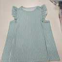 Melliflo Womens Ruffle Short Sleeve Crewneck Striped Shirt Casual Blouses Business Work Tops Summer Outfits Tank Tops (Green, XL)