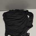 REORIA Womens Trendy Sexy Mock Turtle Neck Long Sleeve Sheer Mesh Ruched Going Out Bodysuits Tops (Black)