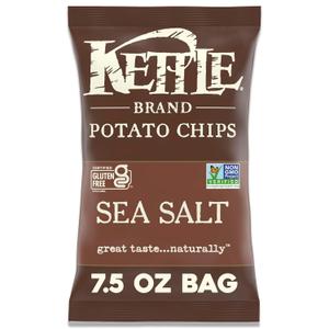 Kettle Brand Sea Salt Kettle Potato Chips, Gluten-Free, Non-GMO, 7.5 oz Bag (7.5 Ounce (Pack of 1))