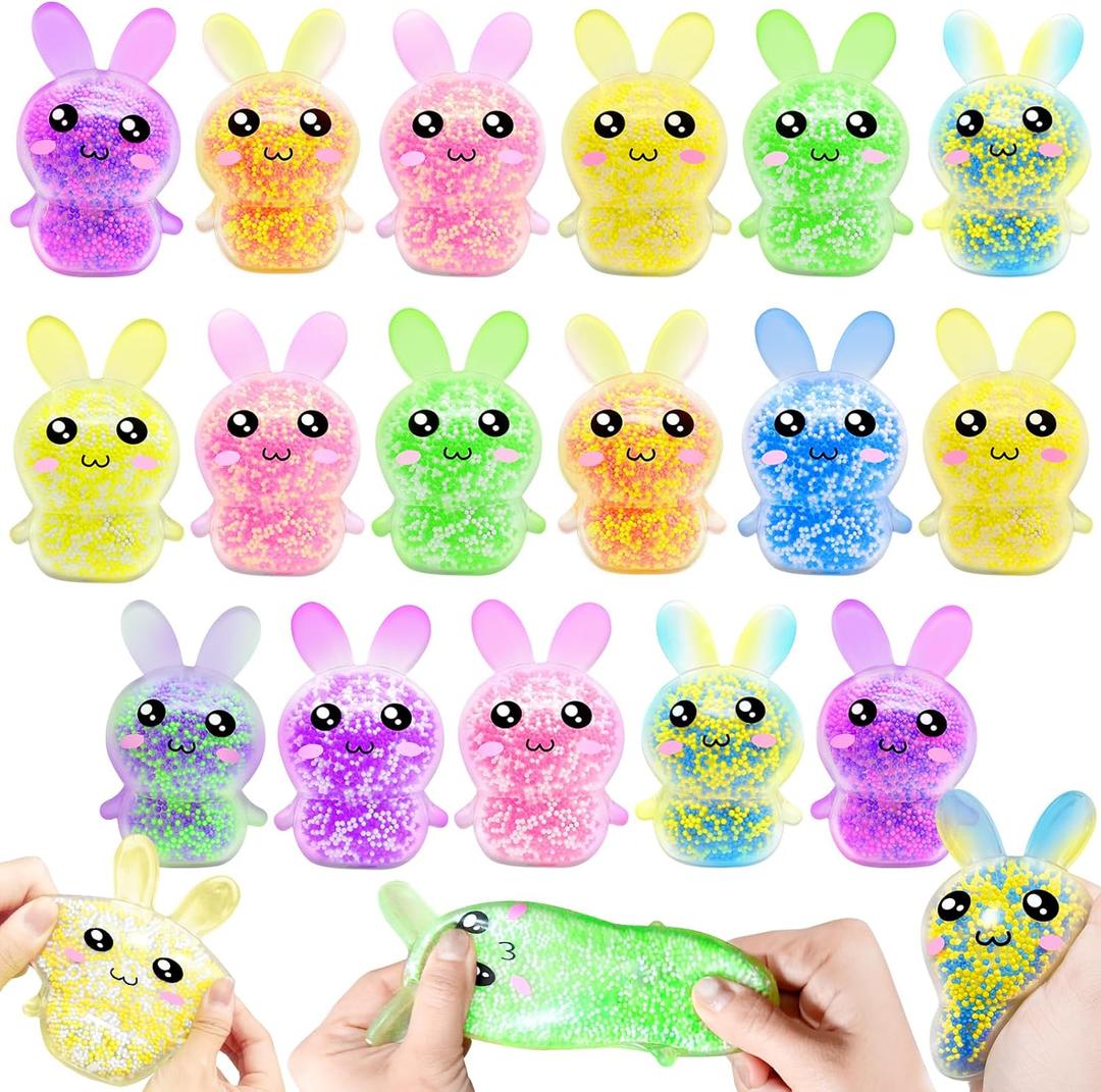 12 Pack 3.5Large Easter Eggs Filled with Bunny Stress Ball Fidget Toy 8 Colors Squeeze Squishy Relief Toy for Kids Boys Girls,Easter Basket Stuffers Easter Egg Hunt Party Favors Gifts Classroom Prize