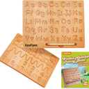 TanFans Wooden Alphabet Tracing Board - Montessori Educational Toy for Preschool - Fine Motor Skills Development - Learn to Write ABC - Double-Sided Letter Practice Tool - Ideal Gift for 3-5 Years Old (Alphabet Board)