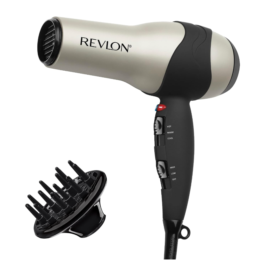 REVLON Turbo Hair Dryer | 1875 Watts of Maximum Shine, Fast Dry (Silver) | Built for Speed, Style & Shine, Fast Drying, Reduces Frizz, 3X Ceramic Coating