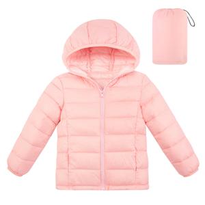 Lovekider Girls Warm Coat Size 8-9 Packable Zip Up Puffer Down-alternative Jacket Cute Hooded Coats Outwear with Pockets, Pink