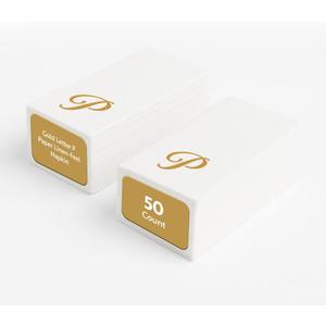 Luxenap 15.8 X 7.9 Inch Linen-Feel Guest Towels, 50 Lettered Hand Towels - Gold Letter 'P', Cursive Font, White Paper Dinner Napkins, airlaid, For Restrooms And Tables - Restaurantware