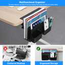 MAXECHO Desk Side Storage, Under Desk Laptop Mount, Table Side Hanging File Organizer, No Drill Clamp On Cable Management Tray, Laptop Holder with Magnetic Pen Holder for Office and Home, Load 22 Lbs