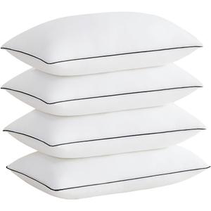 Acanva Cooling Bed Pillows for Sleeping, Luxury Hotel Quality 3D Microfiber Filling with Breathable Cover for Side Back and Stomach Sleepers, Reduces Neck Pain,King (Pack of 4), Black