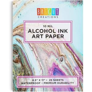 Bright Creations Alcohol Ink Paper Pad - 8.5 x 11 Inches White, for Art Painting & Crafts - Pack of 25 - Alcohol Inks Bright Creations Alcohol Ink Paper Pad - 8.5 x 11 Inches White, for Art Painting & Crafts - Pack of 25 - Alcohol Inks