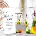 2 x Boho Wildflower Mom-osa Bar Sign for Baby Shower, 1 Pack Wooden Sign with Stand Tabletop Decor, Baby Shower Drinks Table Sign, Boho Baby Shower Decoration, Gender Neutral Party Supplies - LE01
