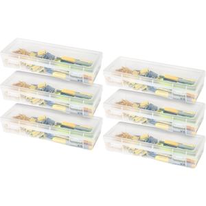 IRIS USA Pencil Case Boxes, 6-Pack, |Made in USA|, Plastic Bead Organizing Containers with Snap Lid for Arts, Crafts, Ephemera, Stickers, & Dance Cheer, Clear - Large