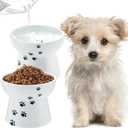 Teenyyou 2 Pack Elevated Dog Bowls Cute Ceramic Raised Dog Bowl Nonslip Elevated Water Bowl for Dogs, Dishwasher and Microwave Safe