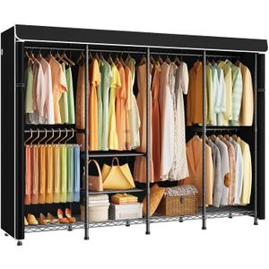 ULIFHOME H41C Clothes Rack with Cover, Covered Clothing Rack Heavy Duty, 16.5"D x 80"W x 76.4"H