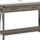 ChooChoo 47'' Farmhouse Console Table with Drawer, Entryway Table with Storage Shelf, Rustic A-Design Sofa Table for Hallway, Entrance, Living Room, Grey, 47.2" L x 11.8" W x 31.5" H