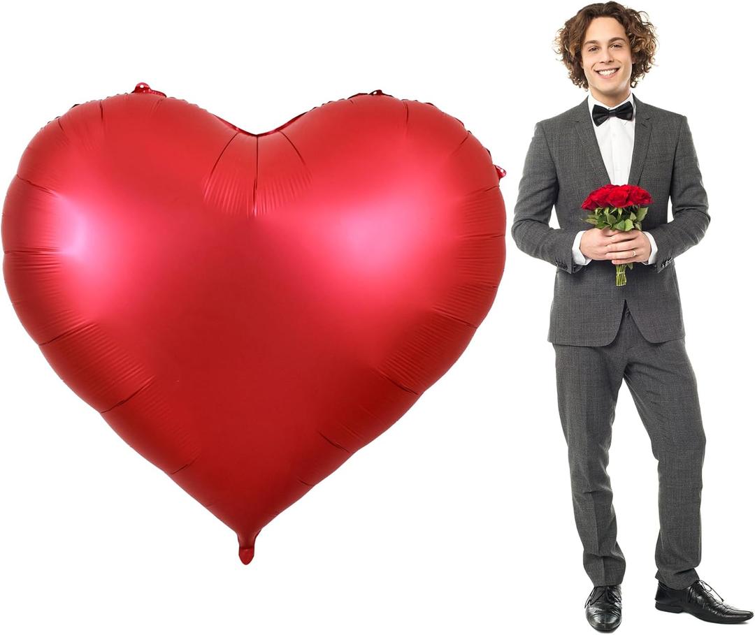 BEISHIDA 60 inch Large Heart Balloons Red Heart Shape Balloons Huge Heart Shaped Balloon Neutral Love Balloon Mother's Day Proposal Marriage Valentines Day Birthday Party Decorations, 1 Pcs
