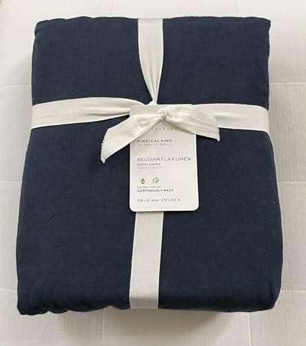 Pottery Barn BELGIAN LINEN FLAX Duvet Cover King/California King ~Midnight~