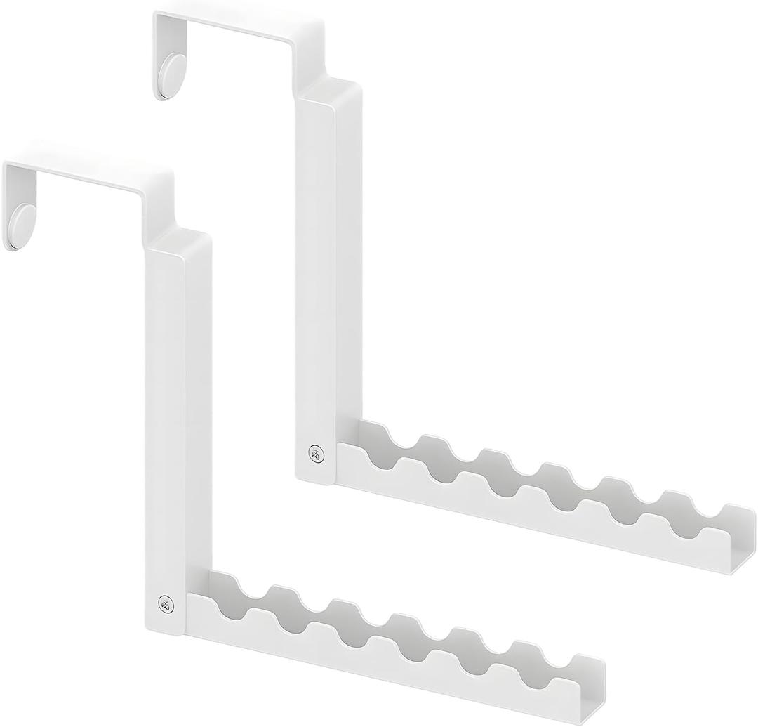 2Pcs Over The Door Hooks Hanger Simple-Assembly,White Folding Over The Door Drying Rack for Laundry,Heavy Duty Iron Door Hangers for Living Room Bathroom (White)