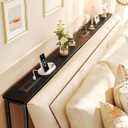 SUPERJARE 78.8 Inch Narrow Console Table with Outlet, Sofa Tables, Behind Couch Table, Long Entryway Tables with Charging Station, for Living Room, Black