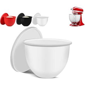 5 Quart Bowls for KitchenAid Mixer with Silicone Bowl Liners, For Food Prep in Home Kitchens, Wide-Temperature Durable Design with Storage Lids, Great for Home Cooks (white)