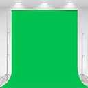 Green Screen Backdrop, 90x200 Inch Photography Greenscreen Background Sheet Fabric Kit for YouTube Video Streaming Zoom, Small Photo Chromakey Polyester Cloth Curtain with 4 Clip