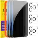 PEHAEL 3+3 Pack for iPhone 17 Pro Max Privacy Screen Protector with Camera Lens Protector Full Coverage Anti-Spy Tempered Glass Film 9H Hardness Easy Installation Bubble Free [6.9 inch]